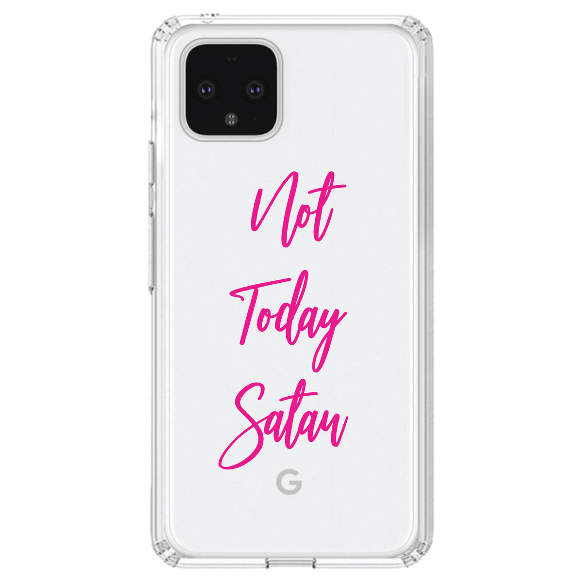 Not Today Satan, Hot Pink Clear Shockproof iPhone Case, view 24
