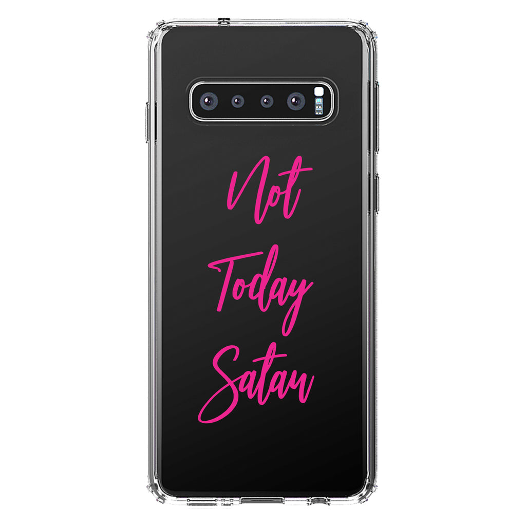 Not Today Satan, Hot Pink Clear Shockproof iPhone Case, view 16