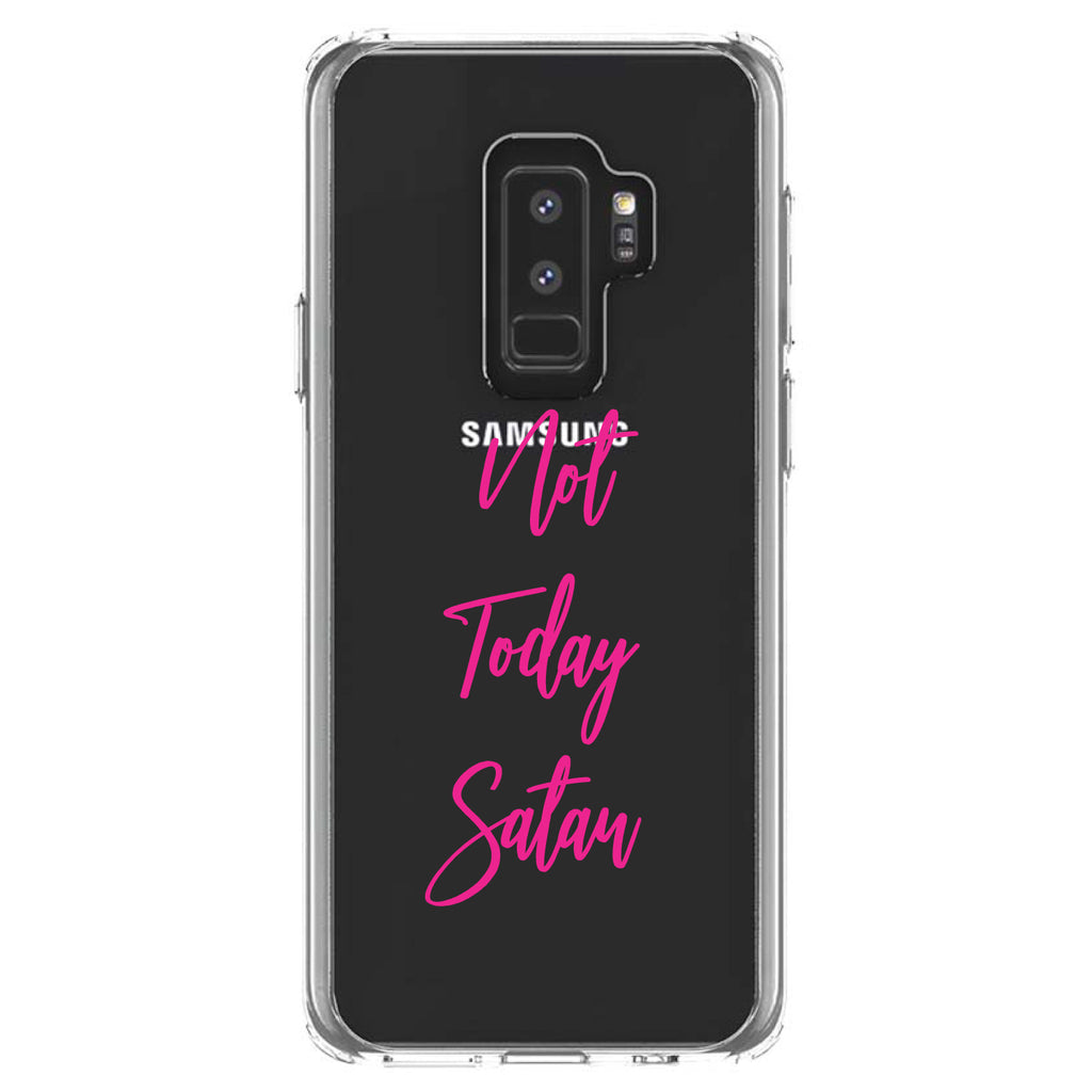 Not Today Satan, Hot Pink Clear Shockproof iPhone Case, view 20