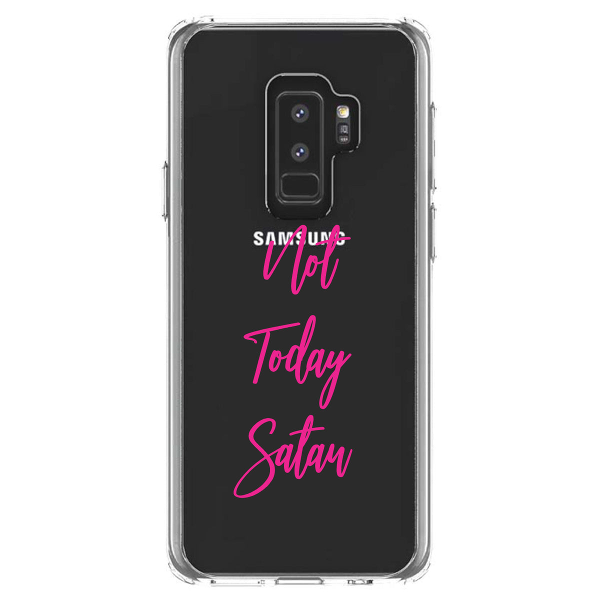 Not Today Satan, Hot Pink Clear Shockproof iPhone Case, view 20