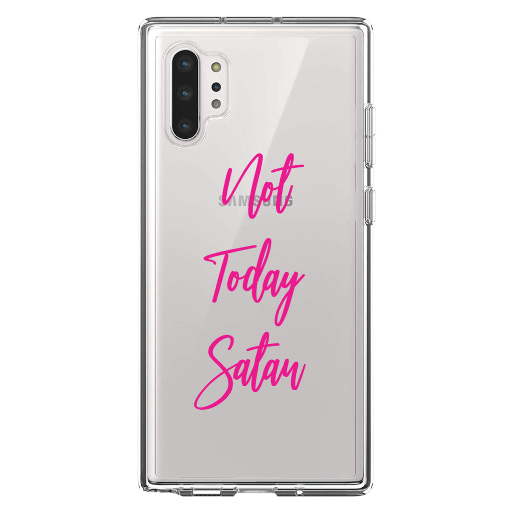 Not Today Satan, Hot Pink Clear Shockproof iPhone Case, view 10