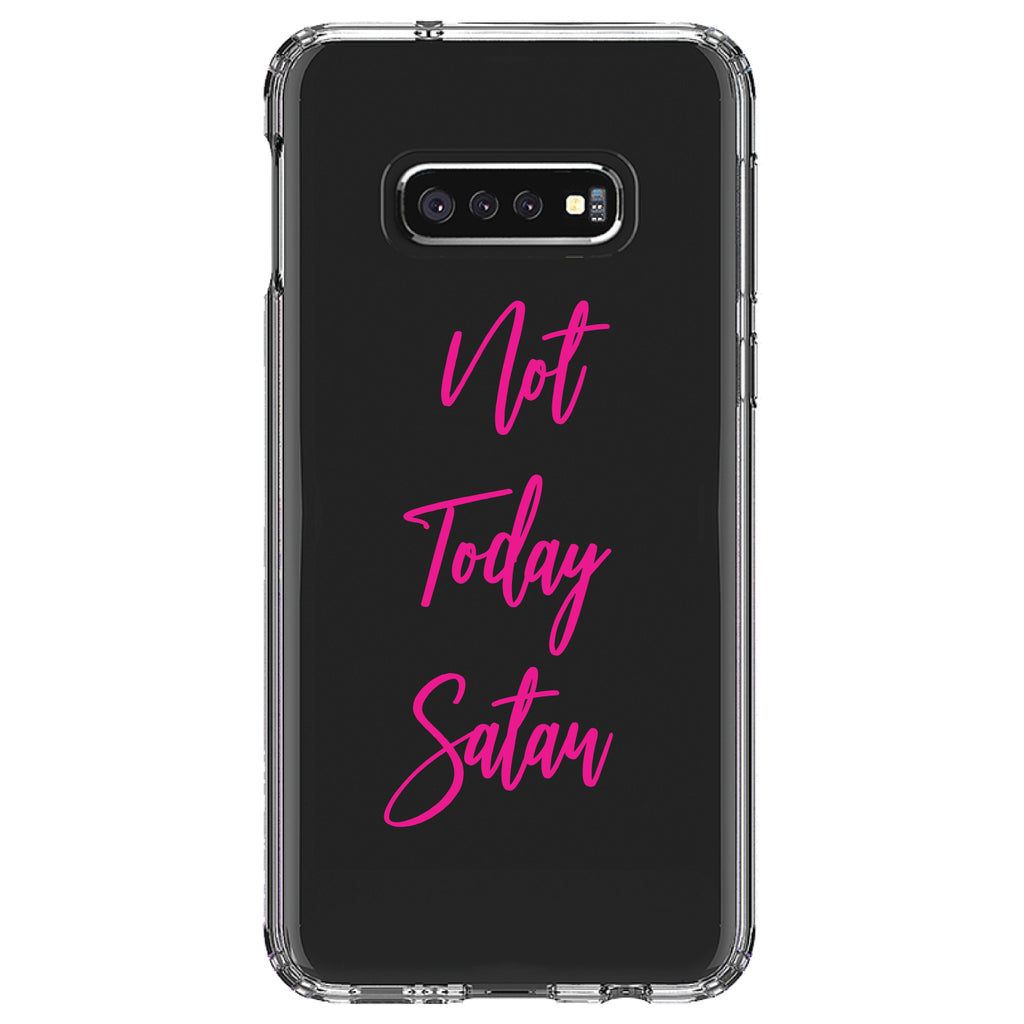 Not Today Satan, Hot Pink Clear Shockproof iPhone Case, view 18