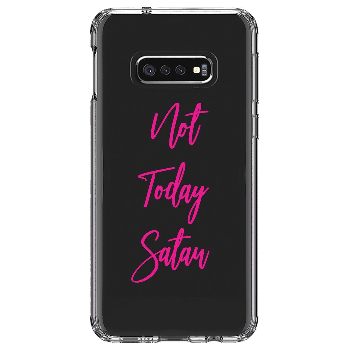 Not Today Satan, Hot Pink Clear Shockproof iPhone Case, view 18