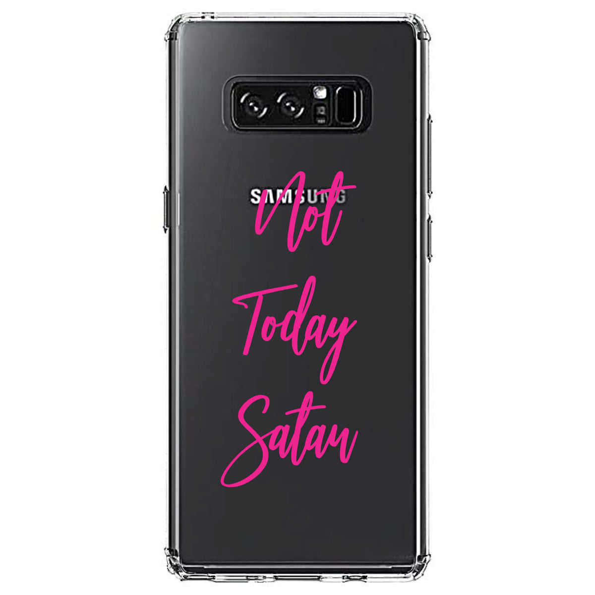 Not Today Satan, Hot Pink Clear Shockproof iPhone Case, view 12