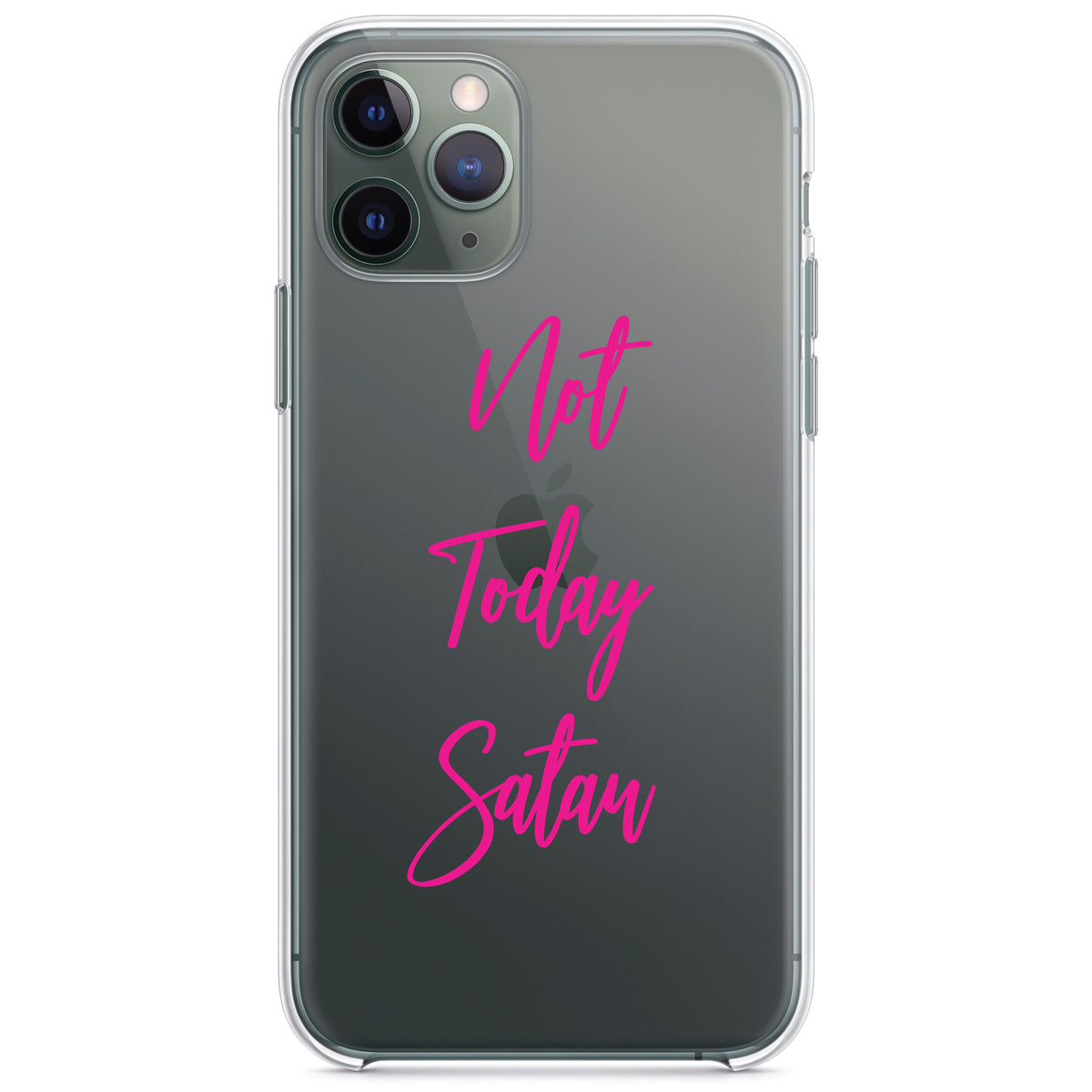 Not Today Satan, Hot Pink Clear Shockproof iPhone Case