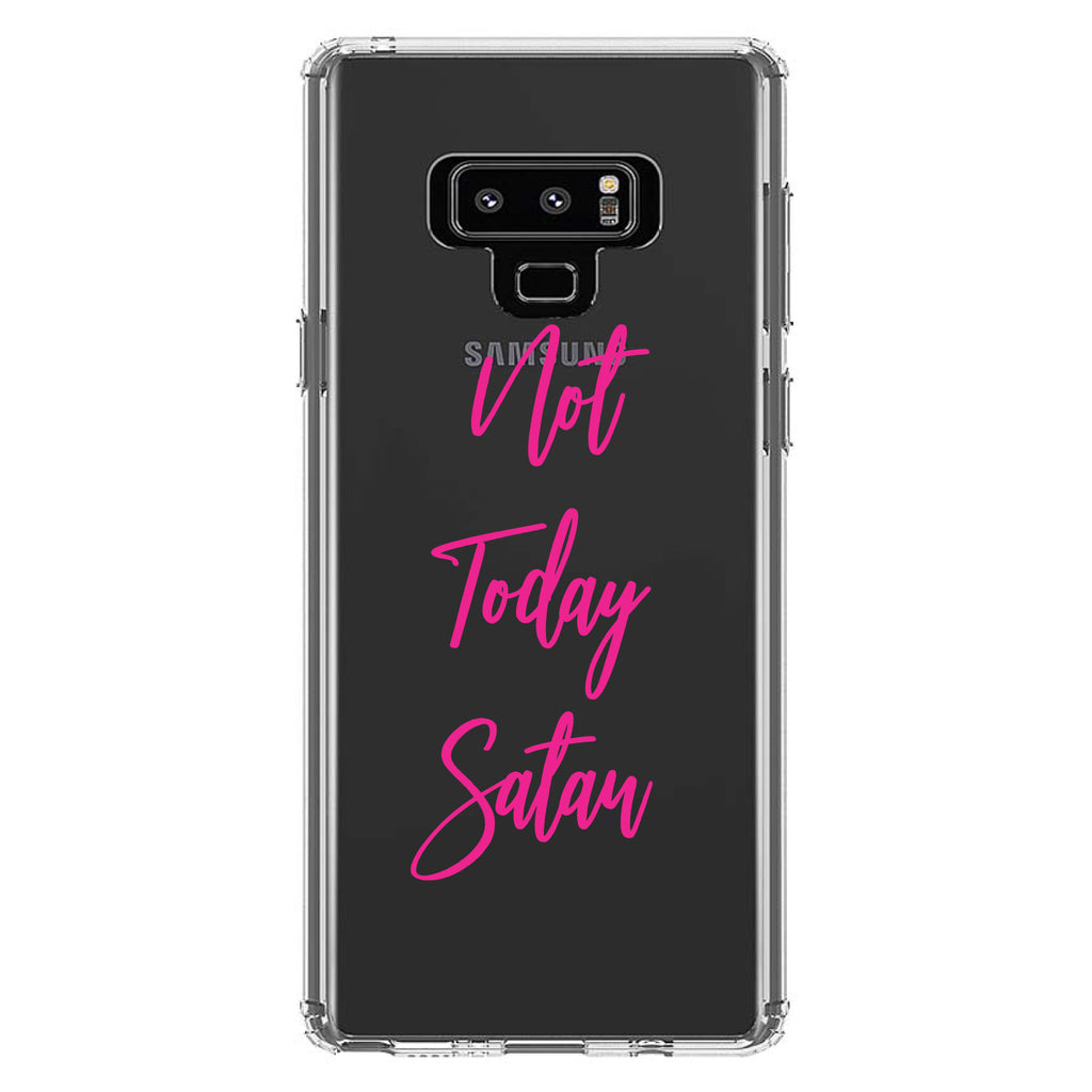 Not Today Satan, Hot Pink Clear Shockproof iPhone Case, view 11