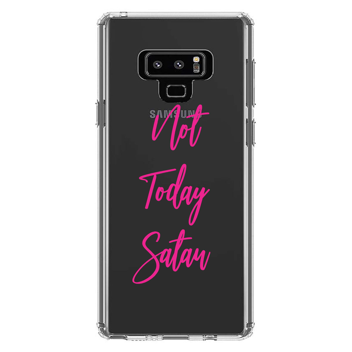 Not Today Satan, Hot Pink Clear Shockproof iPhone Case, view 11