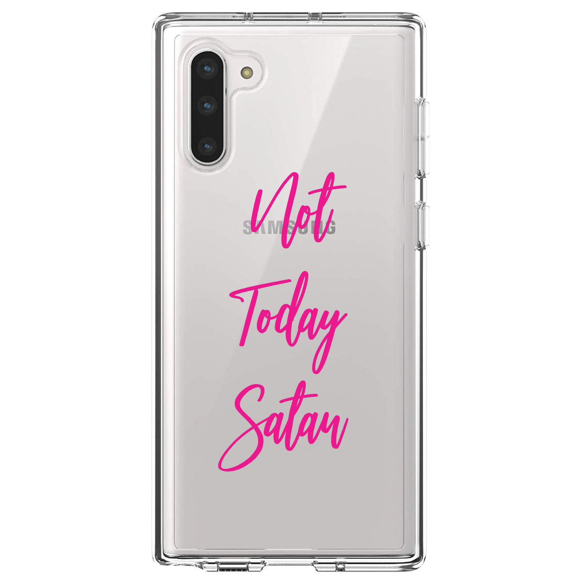 Not Today Satan, Hot Pink Clear Shockproof iPhone Case, view 9