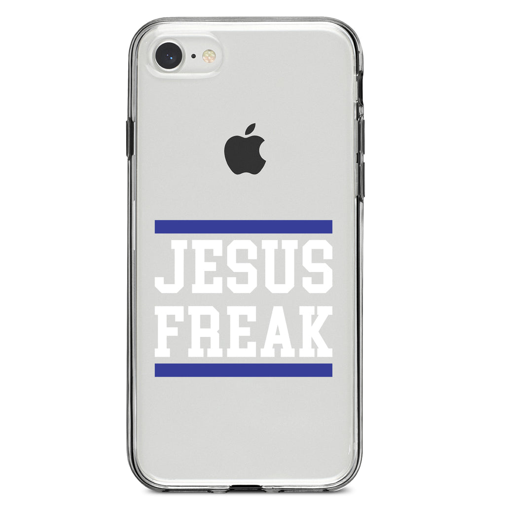 Jesus Freak White Blue Clear Shockproof iPhone Case, view 5