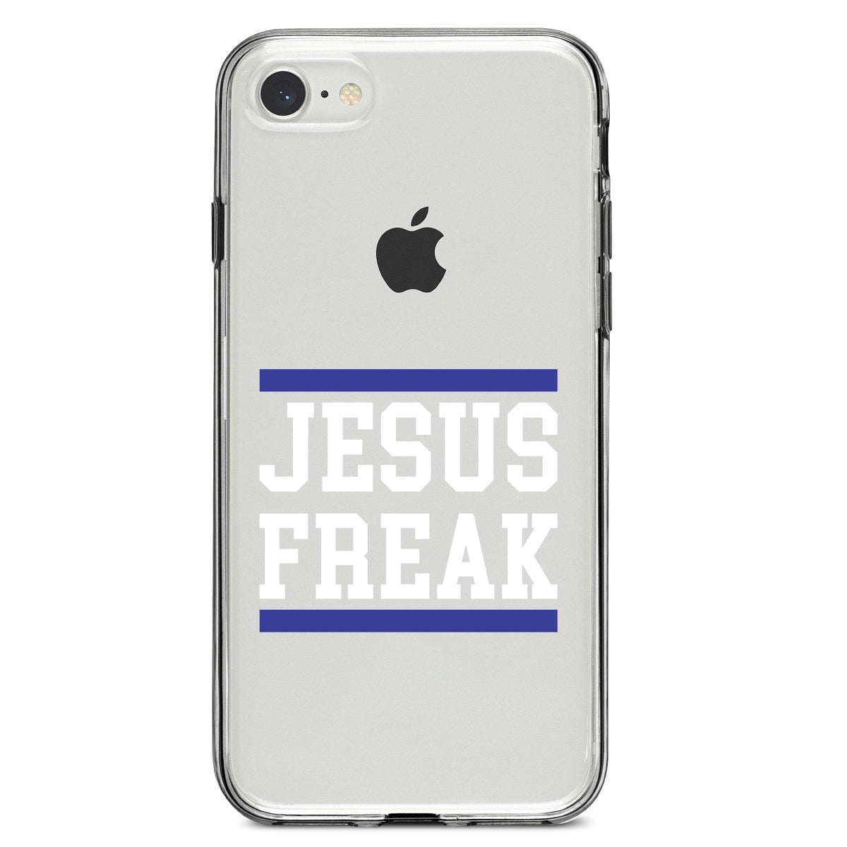 Jesus Freak White Blue Clear Shockproof iPhone Case, view 5