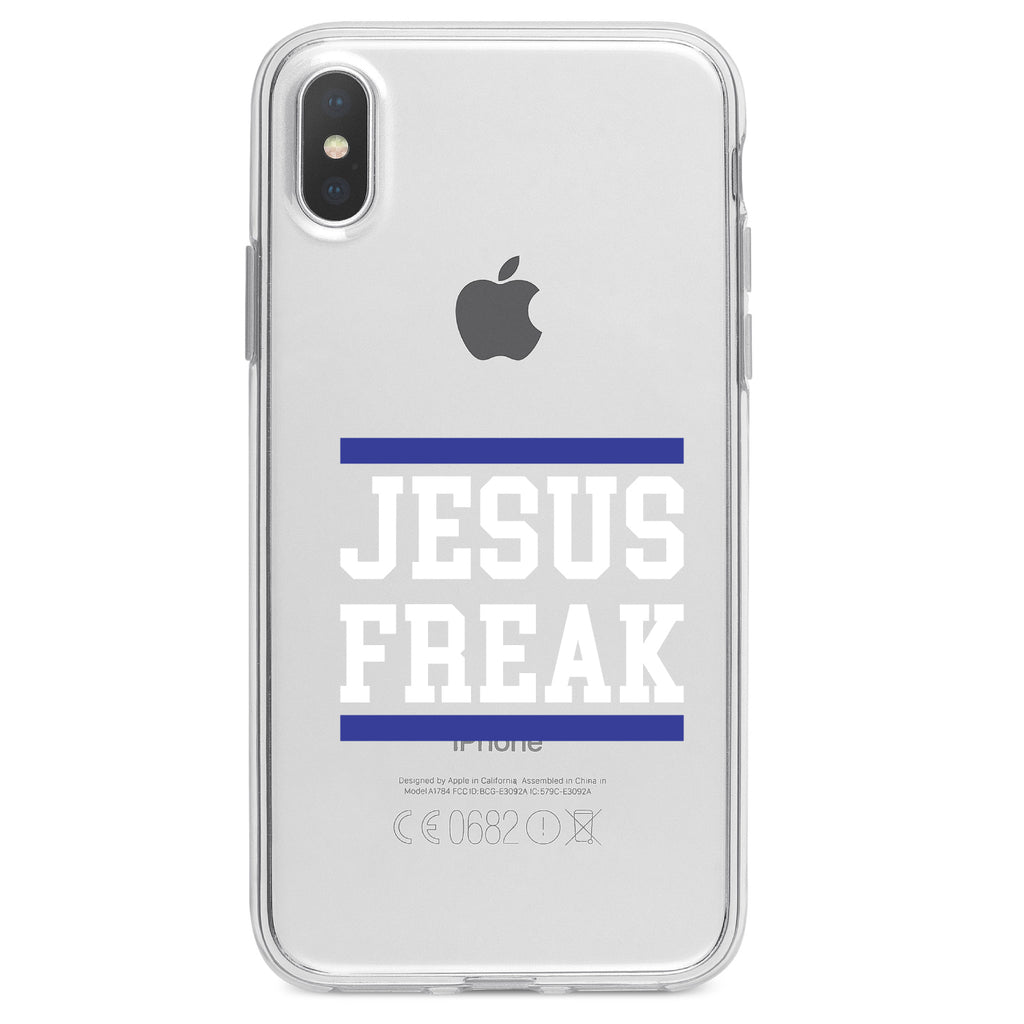 Jesus Freak White Blue Clear Shockproof iPhone Case, view 4