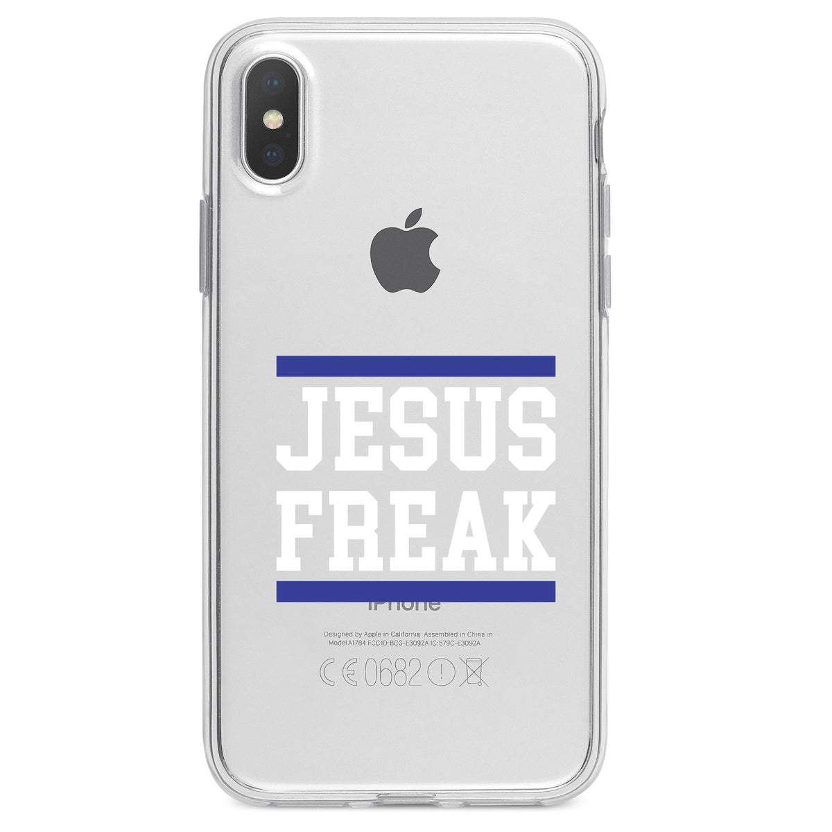Jesus Freak White Blue Clear Shockproof iPhone Case, view 4