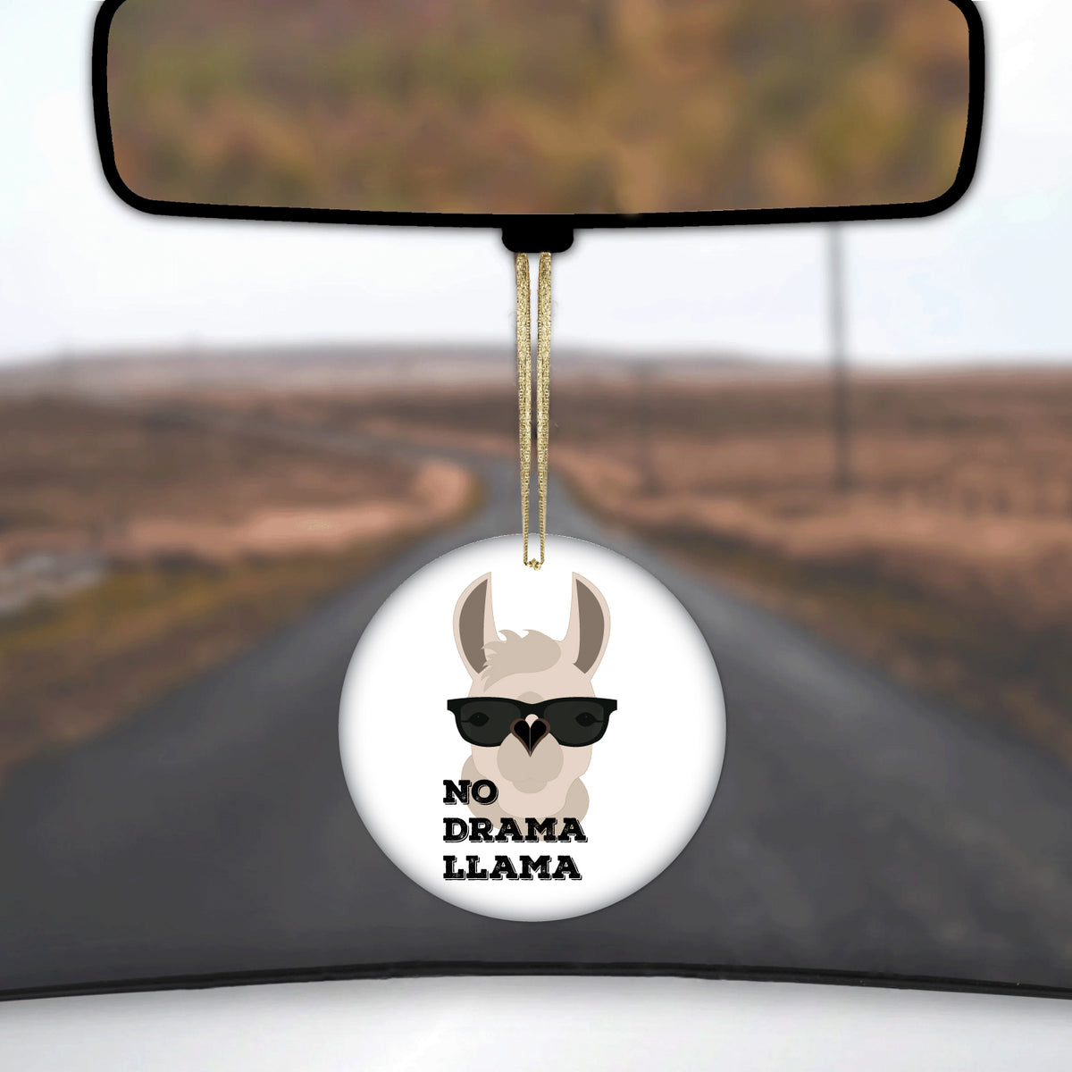 No Drama Llama Cartoon Ceramic Ornament, view 3