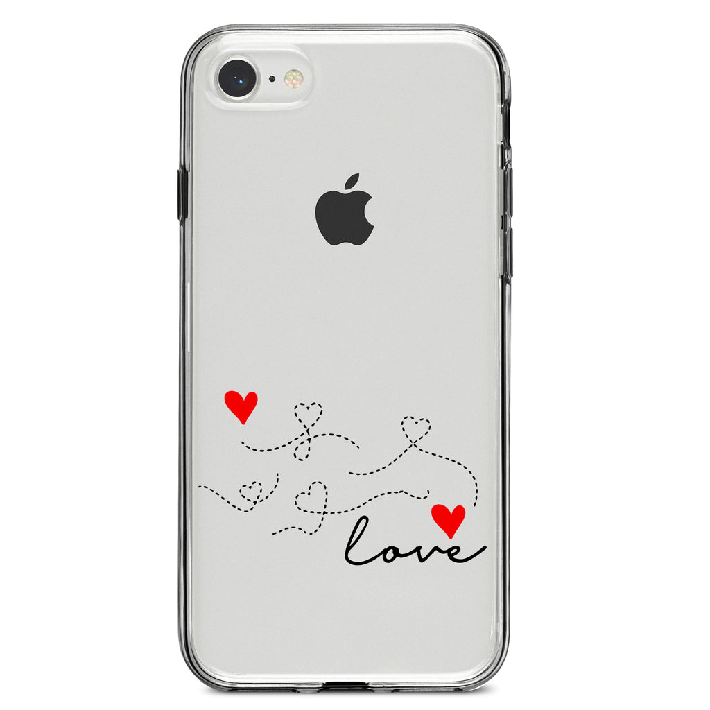 Love Heart Flourish Black & Red Clear Shockproof iPhone Case, view 5
