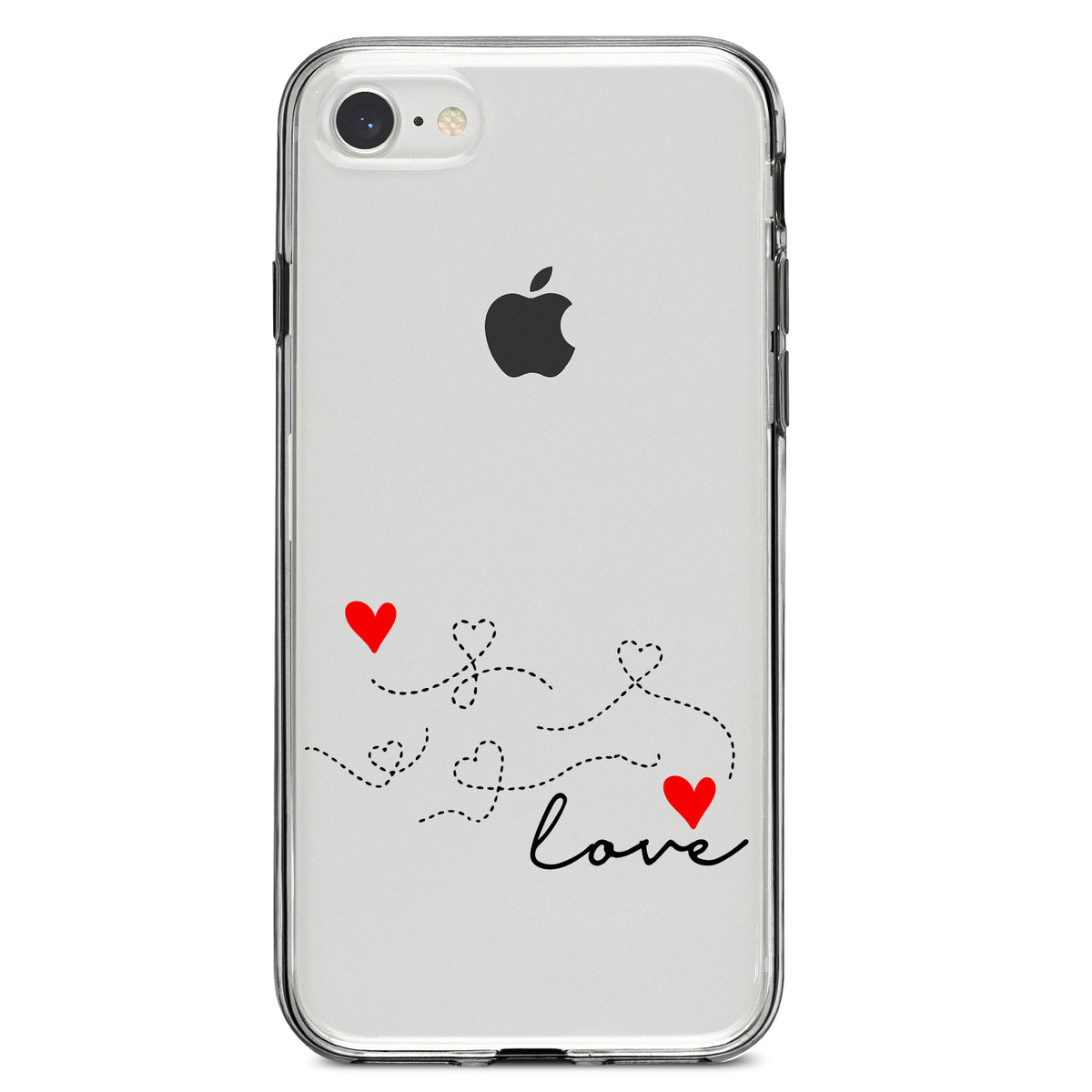 Love Heart Flourish Black & Red Clear Shockproof iPhone Case, view 5