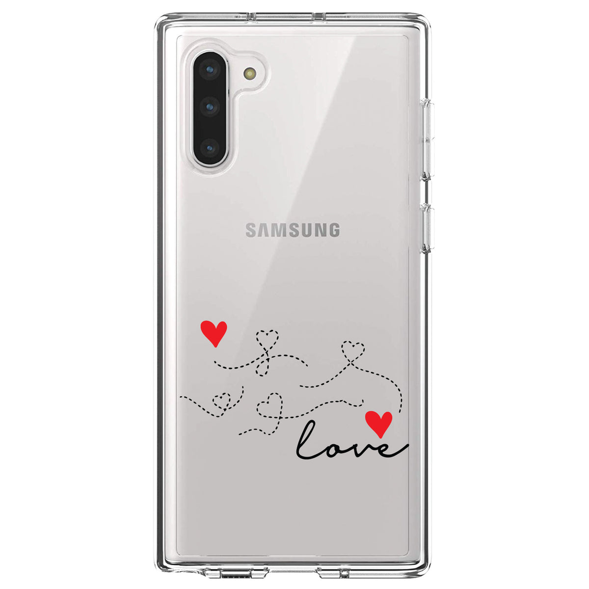 Love Heart Flourish Black & Red Clear Shockproof iPhone Case, view 9