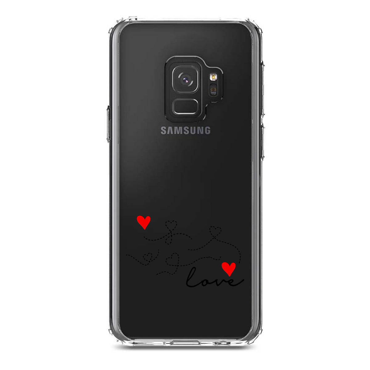 Love Heart Flourish Black & Red Clear Shockproof iPhone Case, view 19