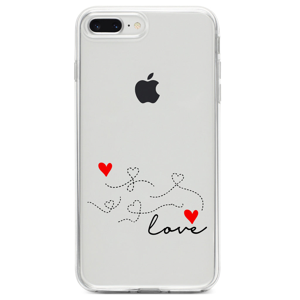 Love Heart Flourish Black & Red Clear Shockproof iPhone Case, view 6