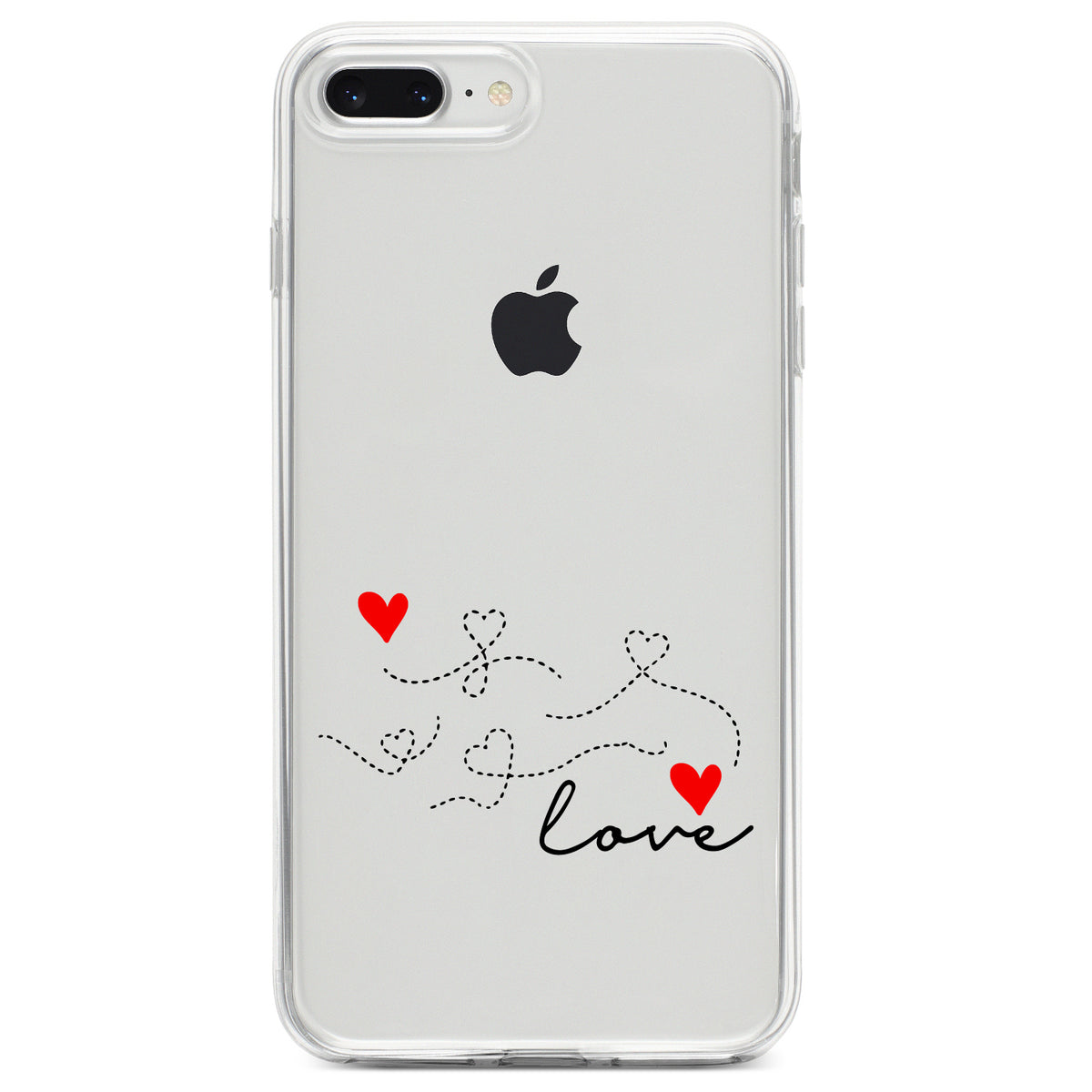 Love Heart Flourish Black & Red Clear Shockproof iPhone Case, view 6