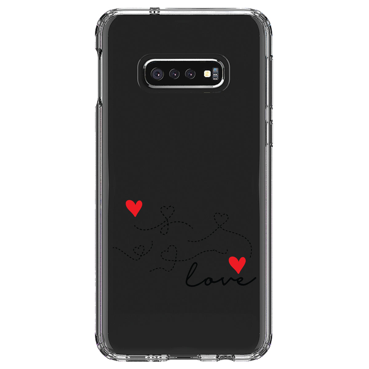 Love Heart Flourish Black & Red Clear Shockproof iPhone Case, view 18
