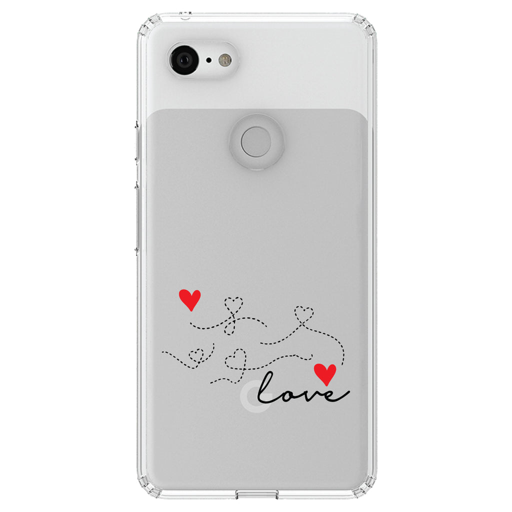 Love Heart Flourish Black & Red Clear Shockproof iPhone Case, view 21