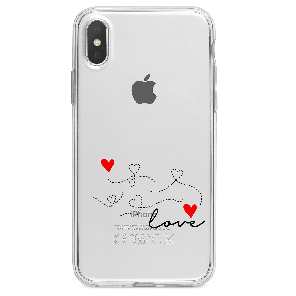 Love Heart Flourish Black & Red Clear Shockproof iPhone Case, view 2