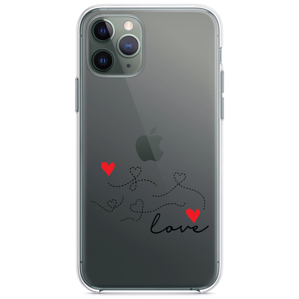 Love Heart Flourish Black & Red Clear Shockproof iPhone Case