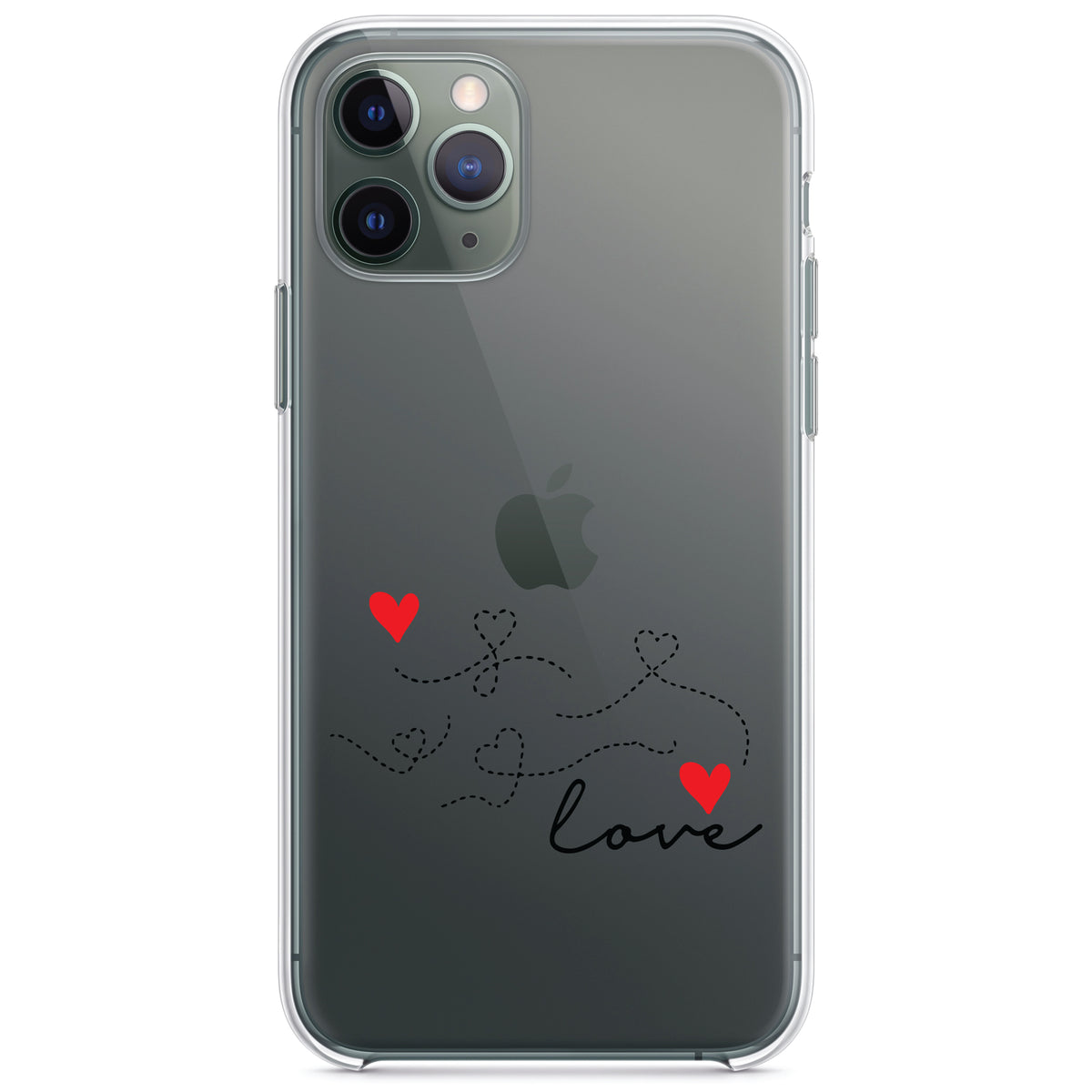 Love Heart Flourish Black & Red Clear Shockproof iPhone Case