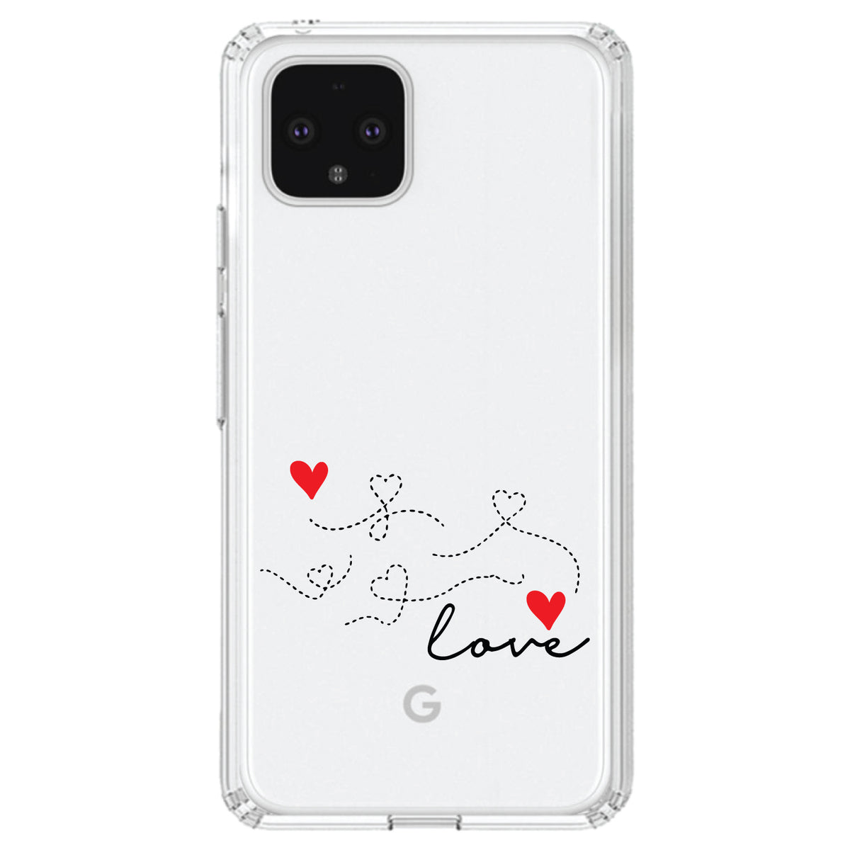 Love Heart Flourish Black & Red Clear Shockproof iPhone Case, view 24