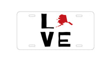 DistinctInk Custom Aluminum Decorative Vanity Front License Plate - Alaska - Love Black & Red