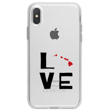 DistinctInk® Clear Shockproof Hybrid Case for Apple iPhone / Samsung Galaxy / Google Pixel - Hawaii - Love Black & Red
