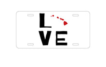 DistinctInk Custom Aluminum Decorative Vanity Front License Plate - Hawaii - Love Black & Red