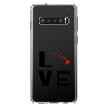 DistinctInk® Clear Shockproof Hybrid Case for Apple iPhone / Samsung Galaxy / Google Pixel - Hawaii - Love Black & Red