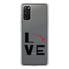 DistinctInk® Clear Shockproof Hybrid Case for Apple iPhone / Samsung Galaxy / Google Pixel - Hawaii - Love Black & Red