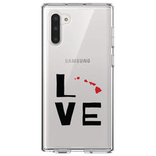 DistinctInk® Clear Shockproof Hybrid Case for Apple iPhone / Samsung Galaxy / Google Pixel - Hawaii - Love Black & Red