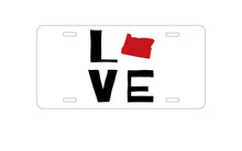 DistinctInk Custom Aluminum Decorative Vanity Front License Plate - Oregon - Love Black & Red