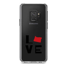 DistinctInk® Clear Shockproof Hybrid Case for Apple iPhone / Samsung Galaxy / Google Pixel - Oregon - Love Black & Red