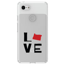DistinctInk® Clear Shockproof Hybrid Case for Apple iPhone / Samsung Galaxy / Google Pixel - Oregon - Love Black & Red