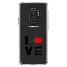 DistinctInk® Clear Shockproof Hybrid Case for Apple iPhone / Samsung Galaxy / Google Pixel - Oregon - Love Black & Red