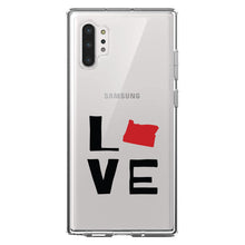 DistinctInk® Clear Shockproof Hybrid Case for Apple iPhone / Samsung Galaxy / Google Pixel - Oregon - Love Black & Red