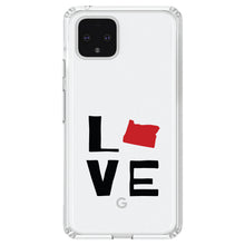 DistinctInk® Clear Shockproof Hybrid Case for Apple iPhone / Samsung Galaxy / Google Pixel - Oregon - Love Black & Red
