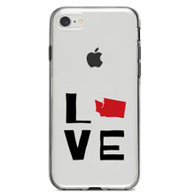 DistinctInk® Clear Shockproof Hybrid Case for Apple iPhone / Samsung Galaxy / Google Pixel - Washington - Love Black & Red