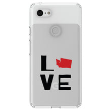 DistinctInk® Clear Shockproof Hybrid Case for Apple iPhone / Samsung Galaxy / Google Pixel - Washington - Love Black & Red