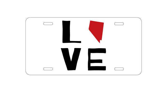 DistinctInk Custom Aluminum Decorative Vanity Front License Plate - Nevada - Love Black & Red