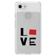 DistinctInk® Clear Shockproof Hybrid Case for Apple iPhone / Samsung Galaxy / Google Pixel - Wyoming - Love Black & Red