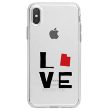 DistinctInk® Clear Shockproof Hybrid Case for Apple iPhone / Samsung Galaxy / Google Pixel - Utah - Love Black & Red