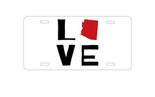 DistinctInk Custom Aluminum Decorative Vanity Front License Plate - Arizona - Love Black & Red