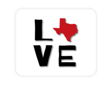 DistinctInk Custom Foam Rubber Mouse Pad - 1/4" Thick - Texas - Love Black & Red