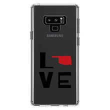 DistinctInk® Clear Shockproof Hybrid Case for Apple iPhone / Samsung Galaxy / Google Pixel - Oklahoma - Love Black & Red