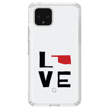 DistinctInk® Clear Shockproof Hybrid Case for Apple iPhone / Samsung Galaxy / Google Pixel - Oklahoma - Love Black & Red